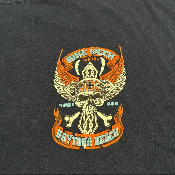 Bike Week Daytona Beach 2018 Navy Blue Short Sleeve graphic Tee Size XL Skull - Picture 3 of 7